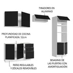 Combo completo de Cocina 270 cm 8 Puertas 3 Cajones Sin Mesada Blanco/Negro Agata Madesa 08