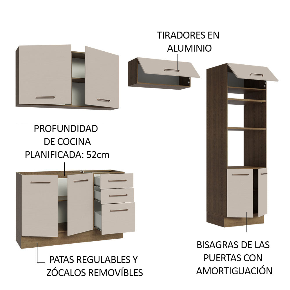 Combo completo de Cocina 270cm Marrón/Crema Agata Madesa 08