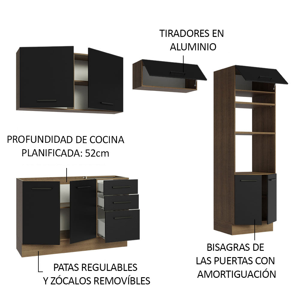 Combo de Cocina 270 cm Agata Marrón/Negro 08