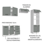 Combo completo de Cocina 270 cm 8 Puertas 3 Cajones Sin Mesada Blanco/Gris Agata Madesa 08