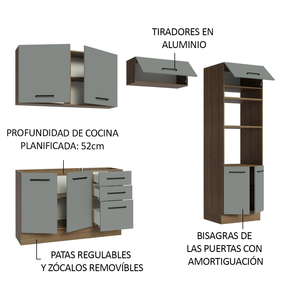 Combo de Cocina 270 cm Agata Marrón/Gris 08