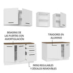 Combo completo de Cocina 270 cm 8 Puertas 3 Cajones Blanco/Marrón Agata Madesa