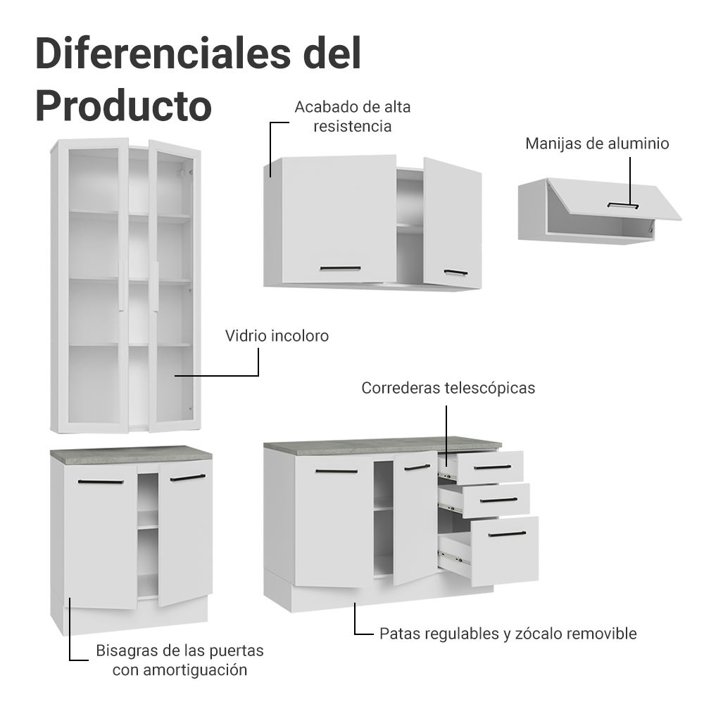 Combo completo de Cocina con Cristalero Madesa Agata BC 11