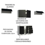 Cocina Compacta 280 cm 6 Puertas 3 Cajones Sin Mesada Blanco/Negro Agata Madesa