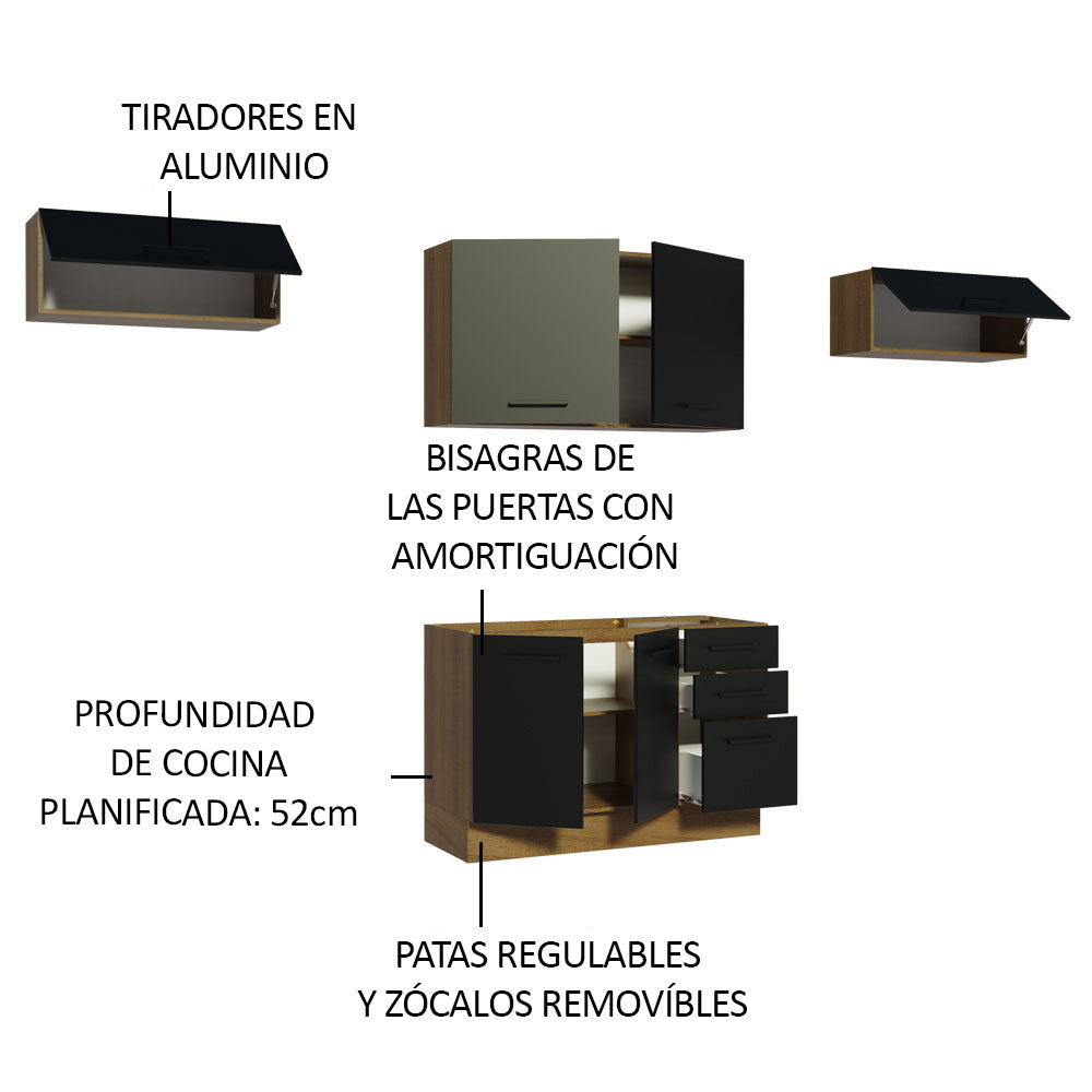 Cocina Compacta 280 cm Agata Marrón/Negro 02