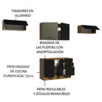 Cocina Compacta 280 cm 6 Puertas 3 Cajones Sin Mesada Marrón/Negro Agata Madesa