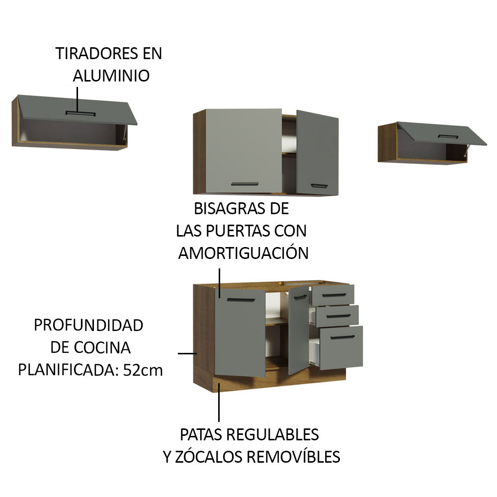 Cocina Compacta 280 cm Agata Marrón/Gris 02