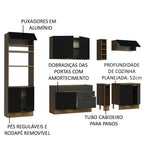 Combo completo de Cocina 290 cm 9 Puertas 2 Cajones Sin Mesada Marrón/Negro Agata Madesa