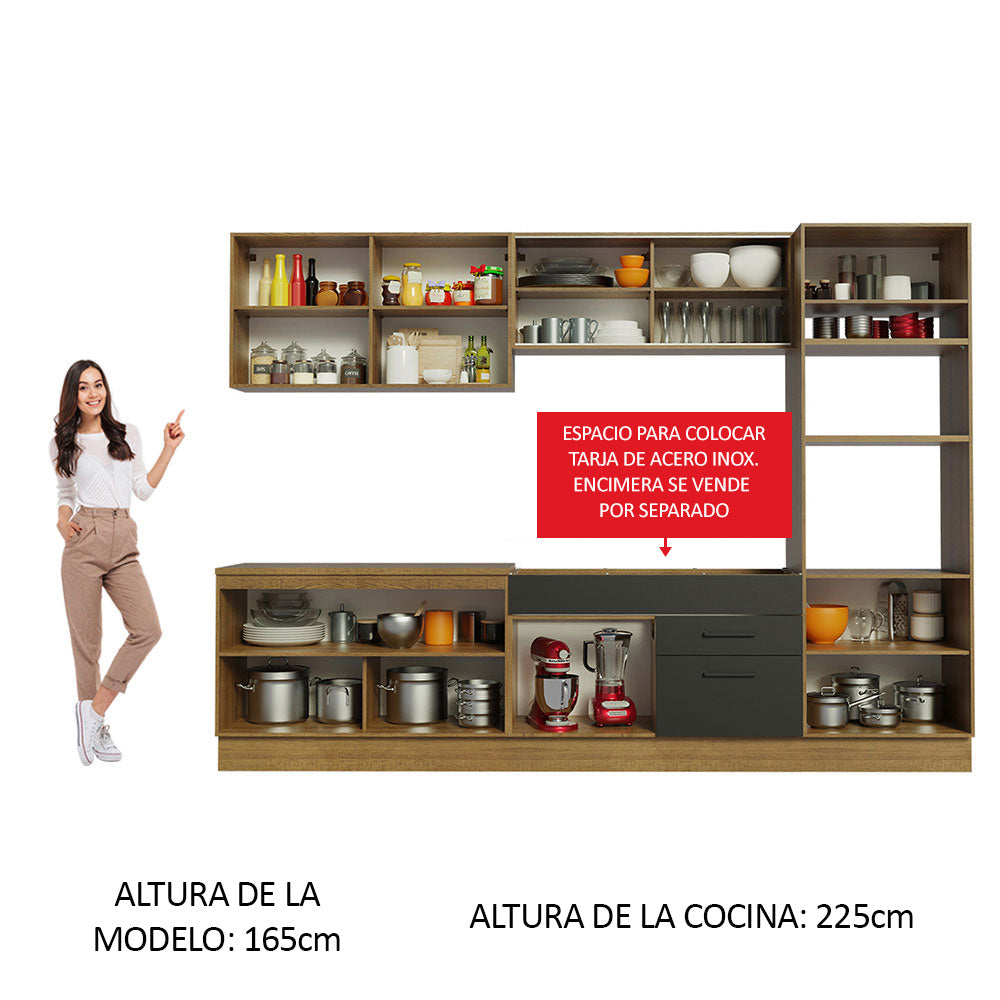 Combo completo de Cocina 310cm Marrón/Negro Agata 01