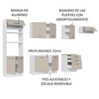 Combo completo de Cocina 330 cm 9 Puertas 3 Cajones Sin Mesada Blanco/Crema Agata Madesa