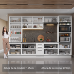 Combo completo de Cocina 340 cm 14 Puertas 3 Cajones con Cristalero Sin Mesada Blanco Agata Madesa