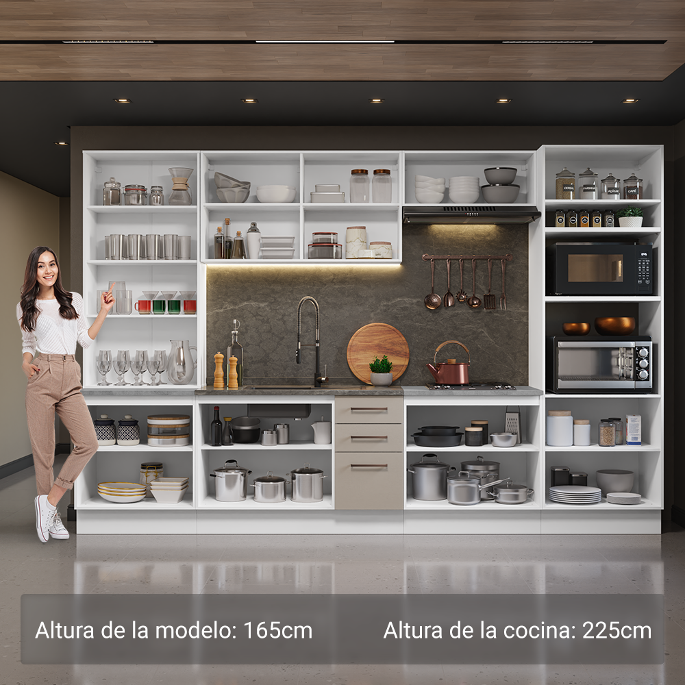 Combo completo de Cocina con Cristalero 340 cm Madesa Agata BC 01
