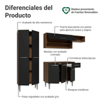 Combo Completo de Cocina 220 cm 6 Puertas 1 Cajón Marrón/Negro Deli Madesa