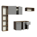 Cocina Compacta 180 cm 5 Puertas 1 Cajón Marrón/Gris Easy Madesa
