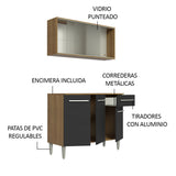 Combo de Cocina Emilly 105cm Con Alacena Marrón/Negro Madesa 01