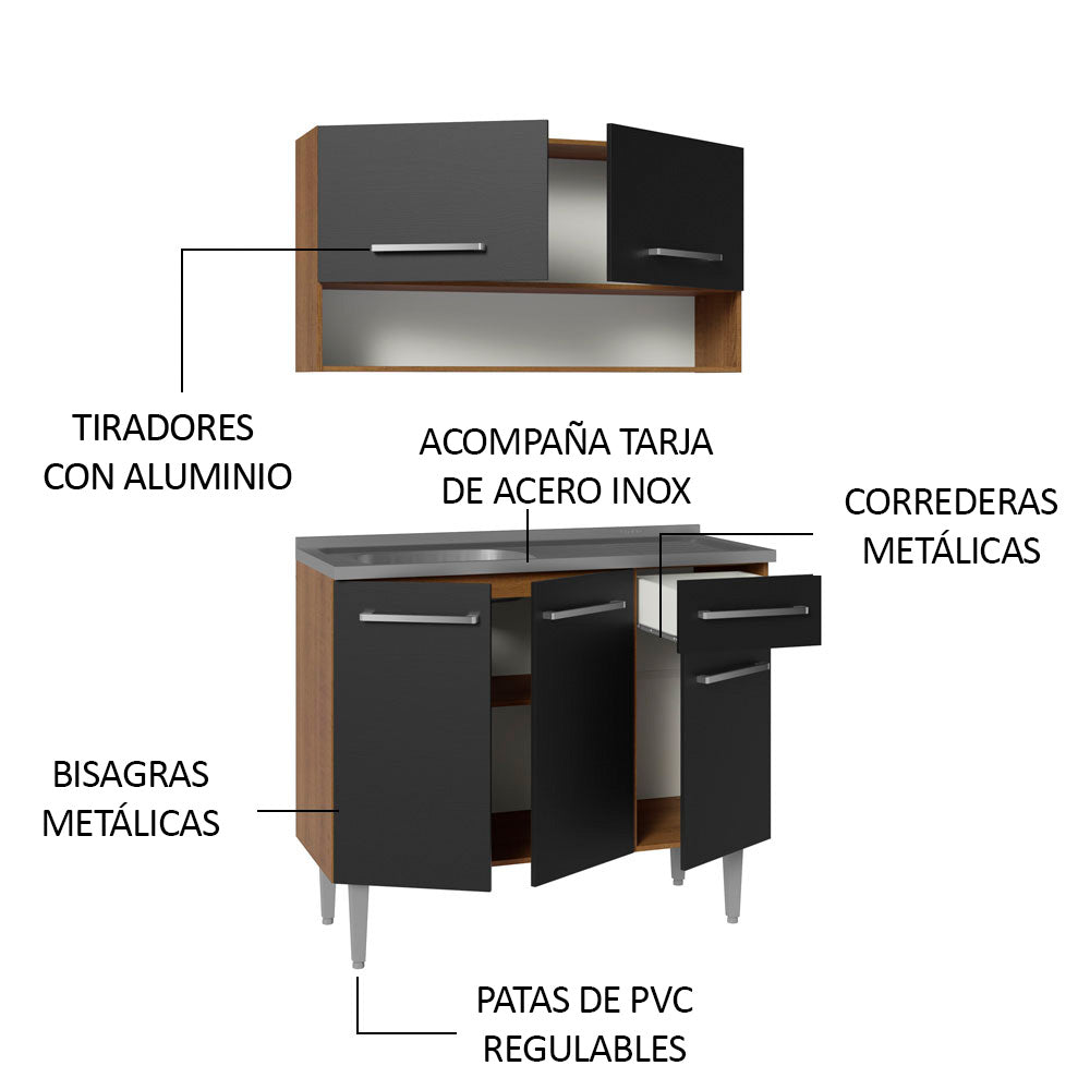 Combo de Cocina 105cm con Bacha de acero inoxidable MM/NN Emilly Madesa 04 MN