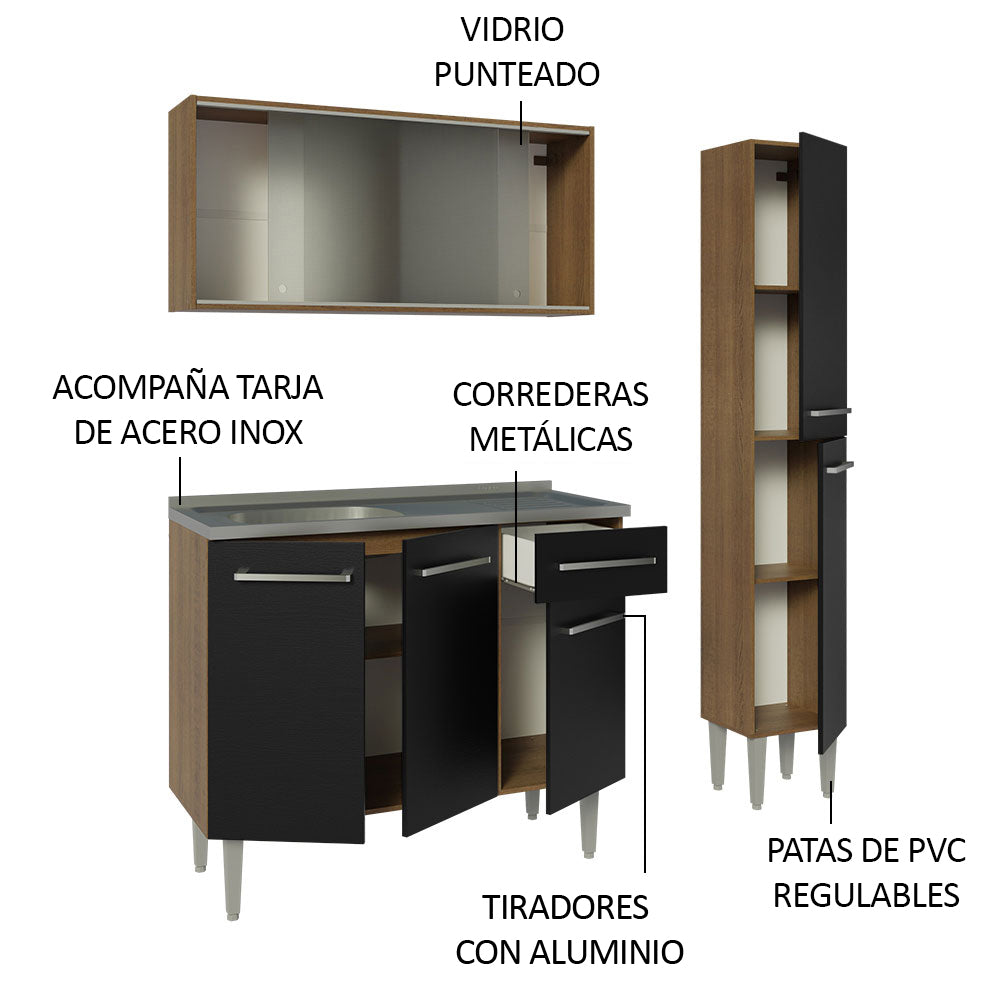 Combo de Cocina 137cm Con Bacha de acero inoxidable Emilly Madesa 07