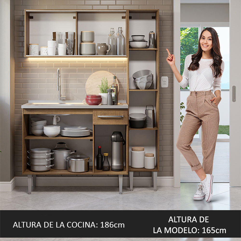 Combo de Cocina 137cm Con Bacha de acero inoxidable Emilly Madesa 08