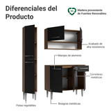 Cocina Compacta 137 cm Emilly Marrón/Negro 012