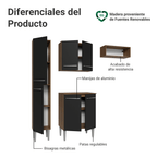 Cocina Compacta 156 cm 6 Puertas 1 Nicho Abierto Marrón/Negro Emilly Madesa
