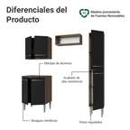 Cocina Compacta 156 cm 6 Puertas 1 Nicho Abierto Marrón/Negro Emilly Madesa