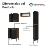Cocina Compacta 156 cm Emilly Marrón/Negro 02
