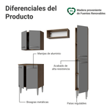 Cocina Compacta 156 cm Emilly Marrón/Gris 02