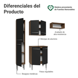 Cocina Compacta 156 cm Emilly Marrón/Negro 03