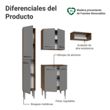Cocina Compacta 156 cm Emilly Marrón/Gris 03