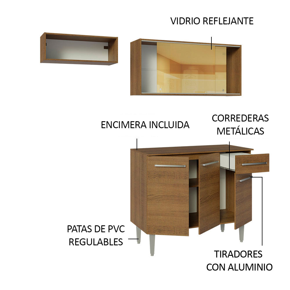 Cocina Compacta 165 cm 5 Puertas 1 Cajón Marrón Emilly Madesa