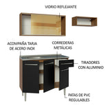 Combo de Cocina 165 cm con Bacha Emilly Marrón/Negro 06