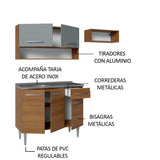 Cocina Compacta con Bacha 165 cm Emilly Marrón/Gris 09