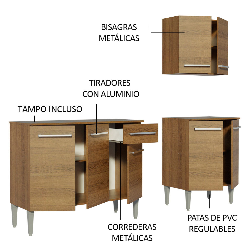 Combo de Cocina 169cm Emilly Free Madesa 01 - Marrón