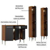 Combo de Cocina 169cm Marrón/Negro Emilly Front Madesa 02