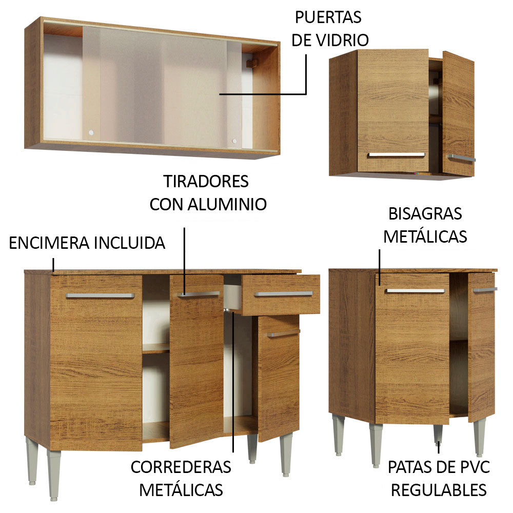Combo de Cocina 169cm Emilly Box Madesa 03 - Marrón