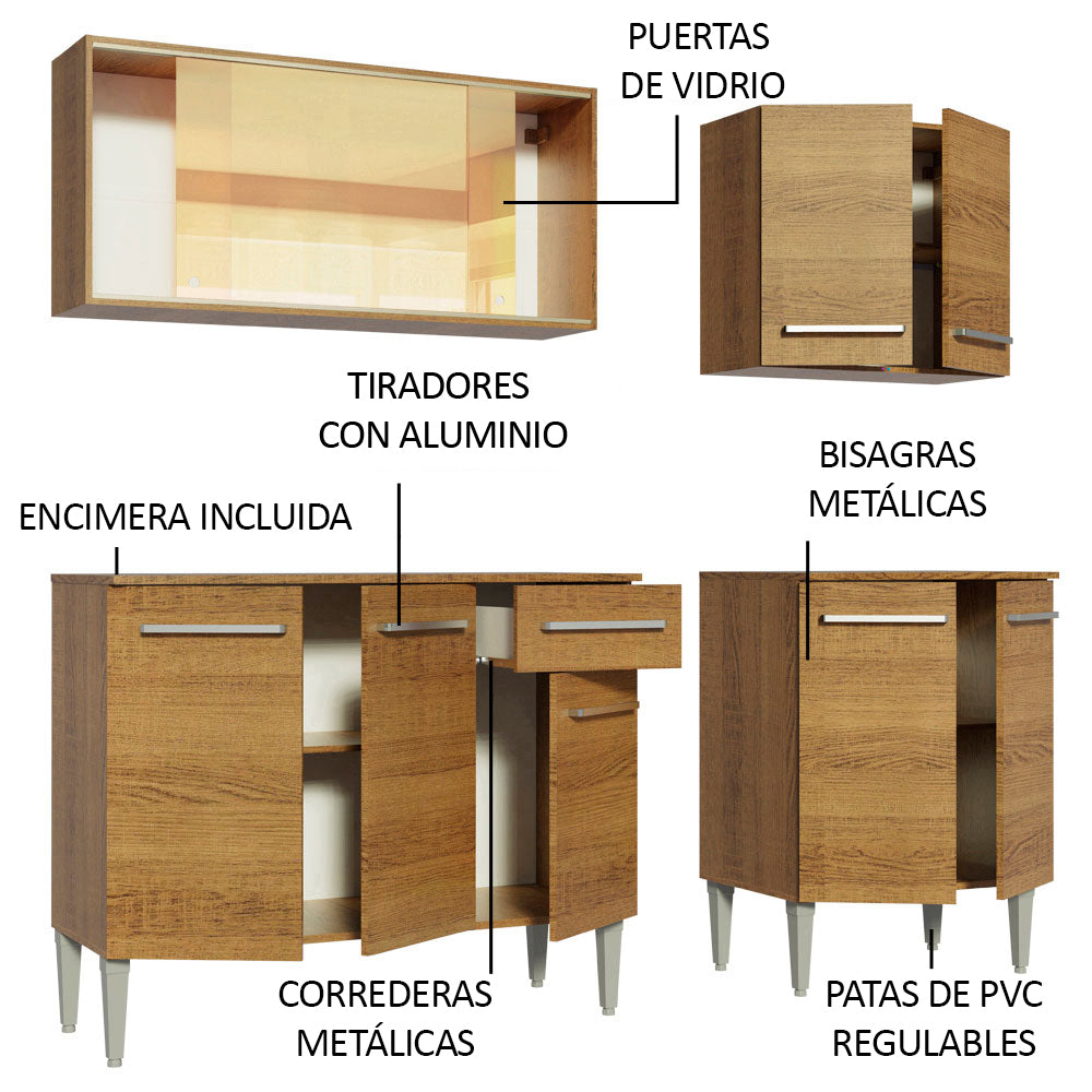 Combo de Cocina 169cm Emilly Drive Madesa 04 - Marrón