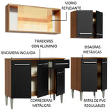 Combo de Cocina 169cm Marrón/Negro Emilly Drive Madesa 04
