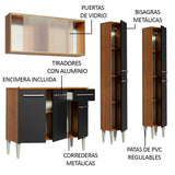 Combo de Cocina 169cm Marrón/Negro Emilly Fly Madesa 05