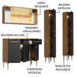 Combo de Cocina 169cm Marrón/Negro Emilly Voice Madesa 06