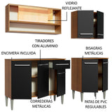 Combo de Cocina 169cm Marrón/Negro Emilly Dance Madesa 07