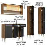 Combo de Cocina 169cm Marrón/Negro Emilly Winter Madesa 08