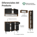 Cocina Compacta 197 cm 7 Puertas 1 Cajón Marrón/Negro Emilly Madesa