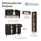 Cocina Compacta 197 cm Emilly Marrón/Negro 01