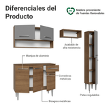 Cocina Compacta 197 cm Emilly Marrón/Gris 01