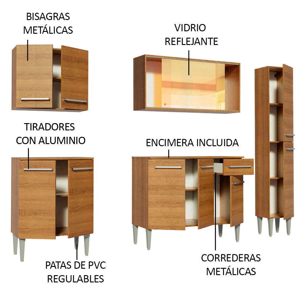 Combo de Cocina 201cm Emilly West Madesa 03 - Marrón