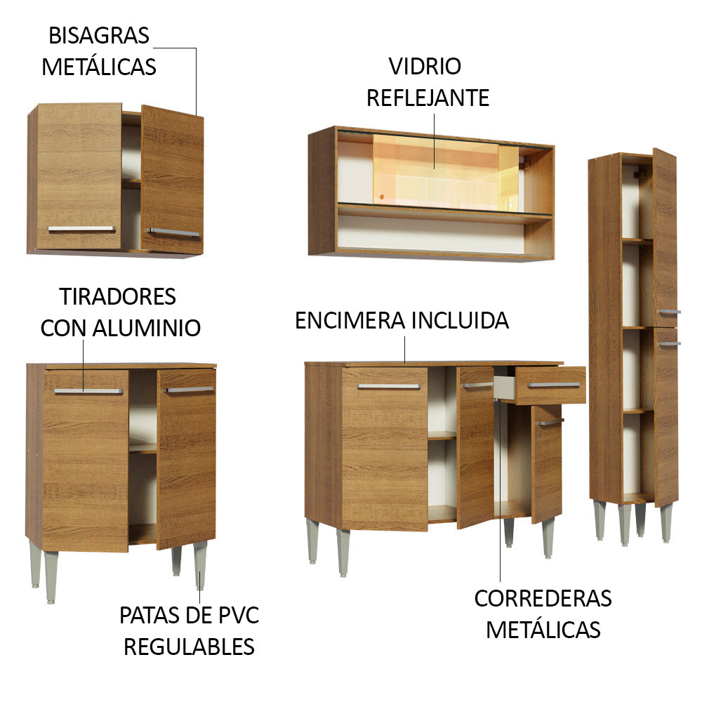 Combo de Cocina 201cm Emilly Sky Madesa 04 - Marrón