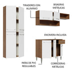Combo completo de Cocina 229 cm 9 Puertas 1 Cajón Blanco/Marrón Emilly Madesa