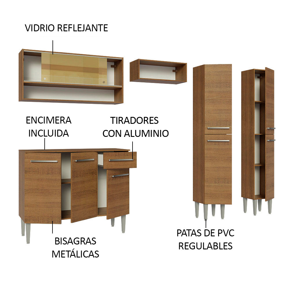 Combo completo de Cocina 229cm Emilly Madesa 04 - Marrón