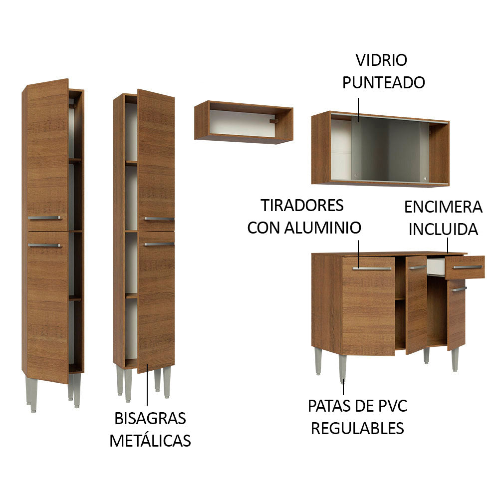 Combo completo de Cocina 229cm Emilly Madesa 05 - Marrón