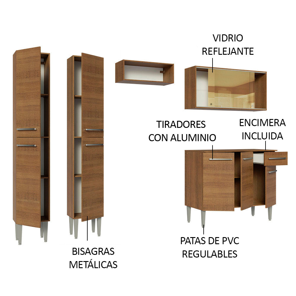 Combo completo de Cocina 229cm Emilly Madesa 06 - Marrón